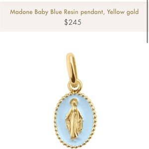 Gigi Clozeau Madone Baby Blue Resin Pendant in Yellow Gold charm necklace